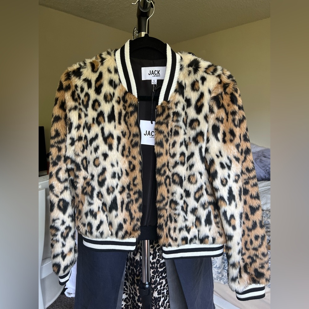 NWT Jack by BB Dakota Women's Leopard Print Faux Fur Jacket - Size S